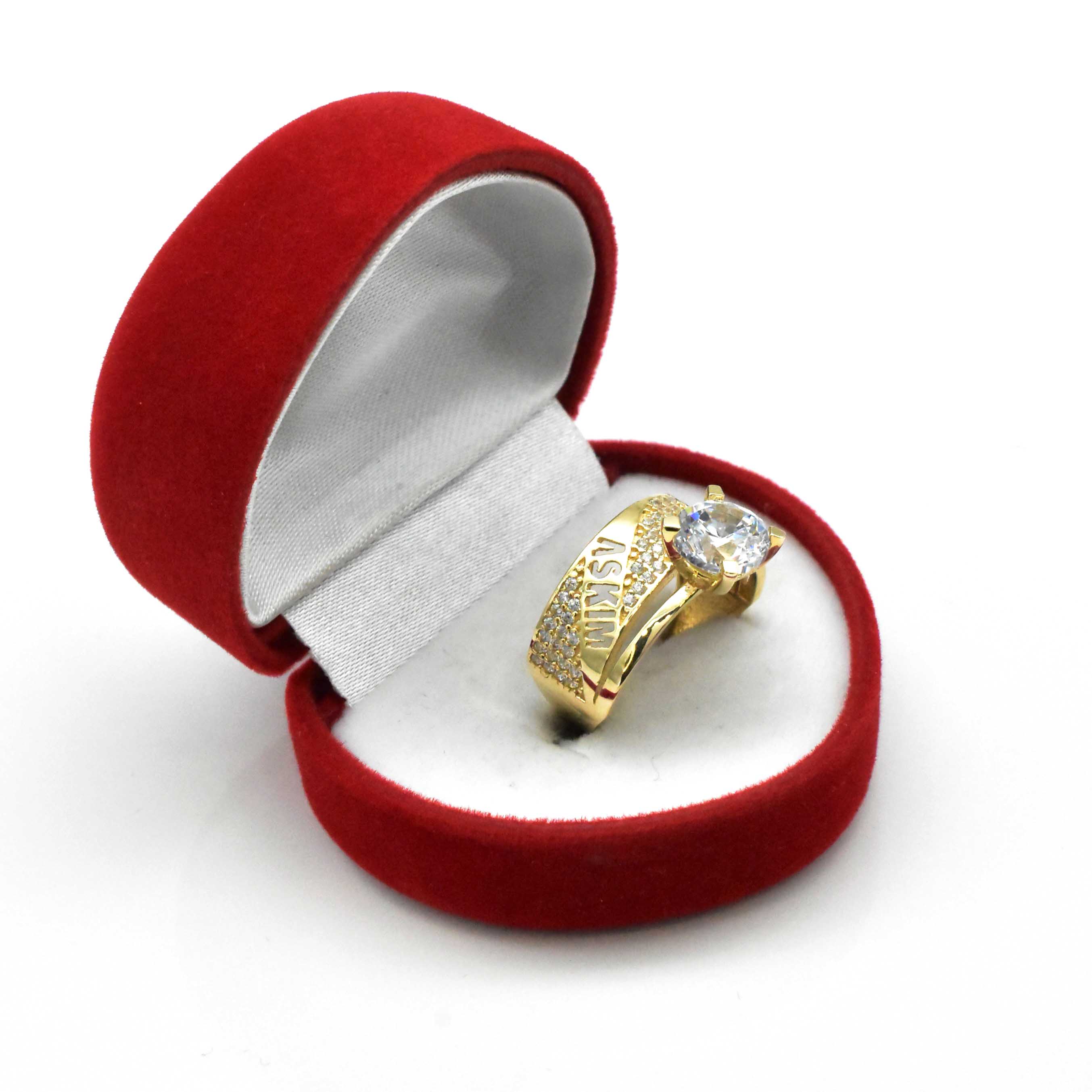 дамски златен годежен пръстен 14K 585 с камъни