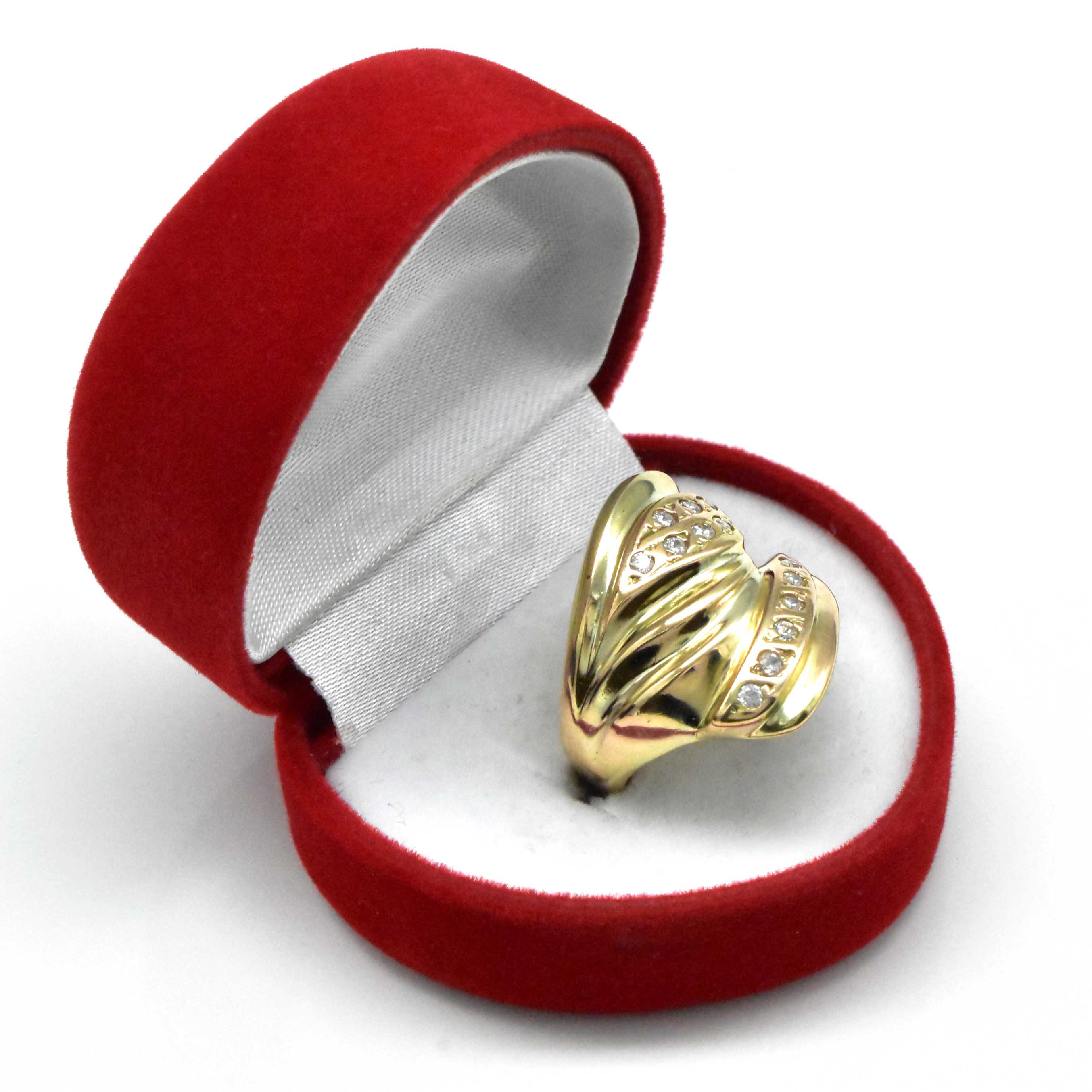 масивен златен пръстен с цирконий 14k модерен стил Avangard Gold