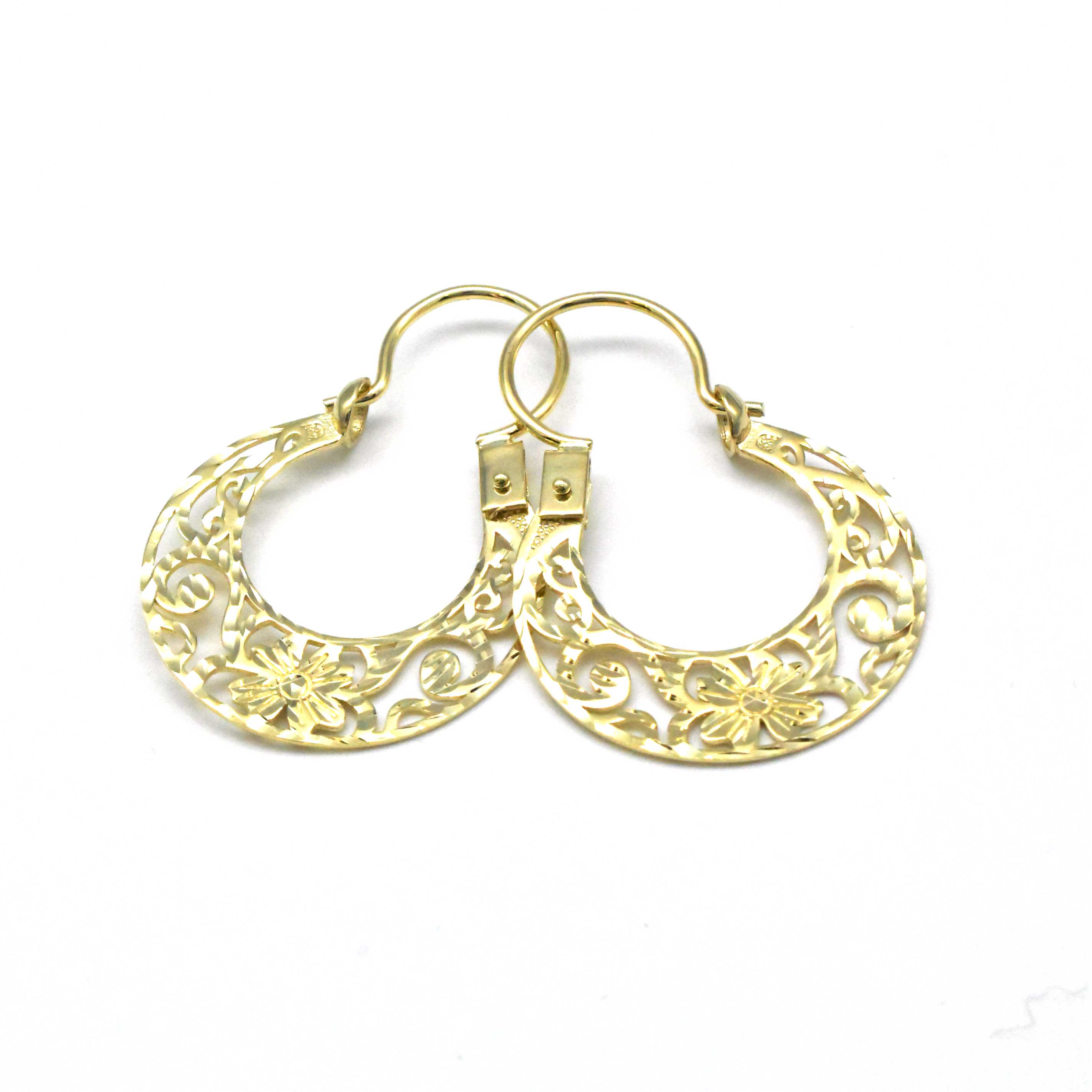 златни висящи обеци 14K дамски бижута Avangard Gold