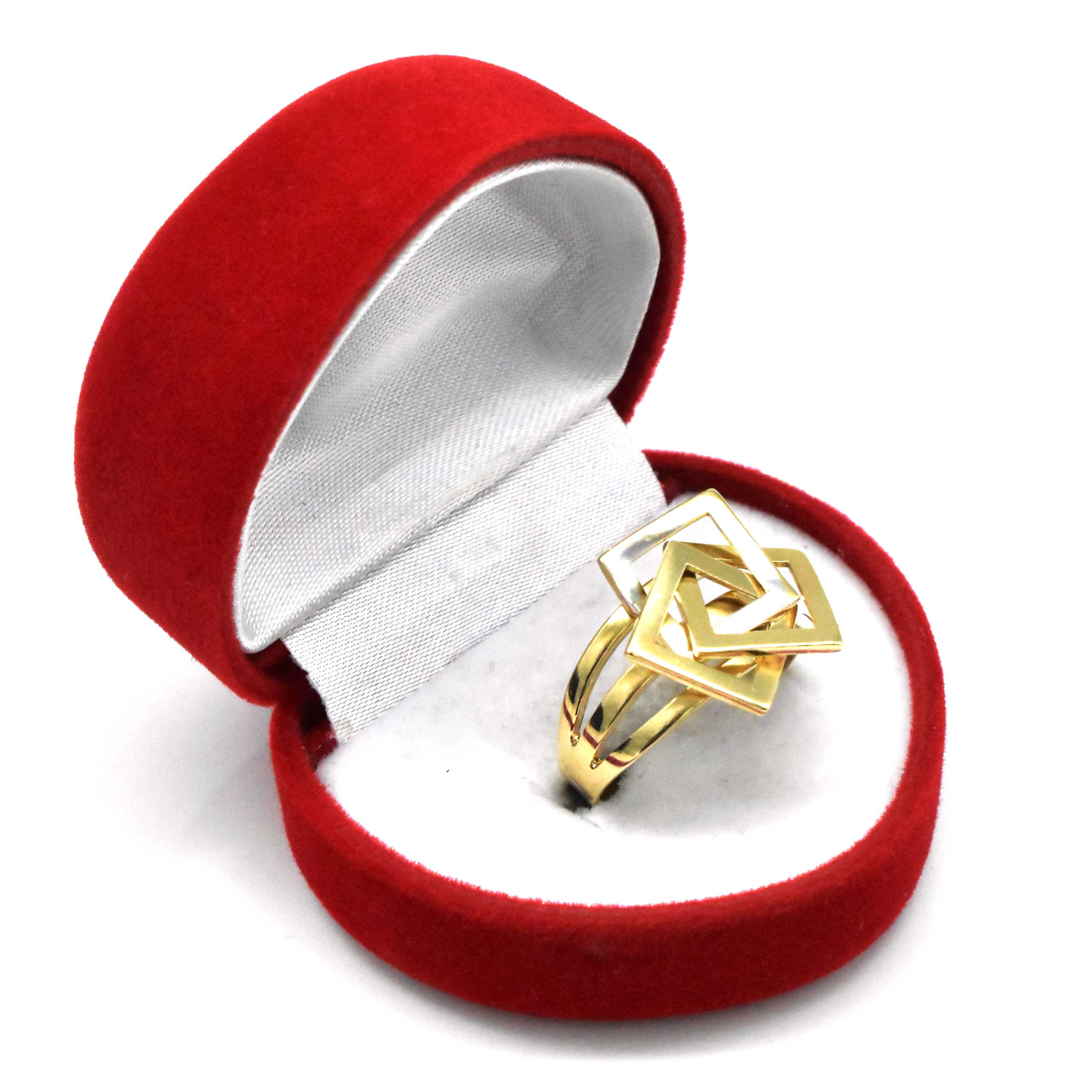 златен пръстен геометрични форми 14k дамски