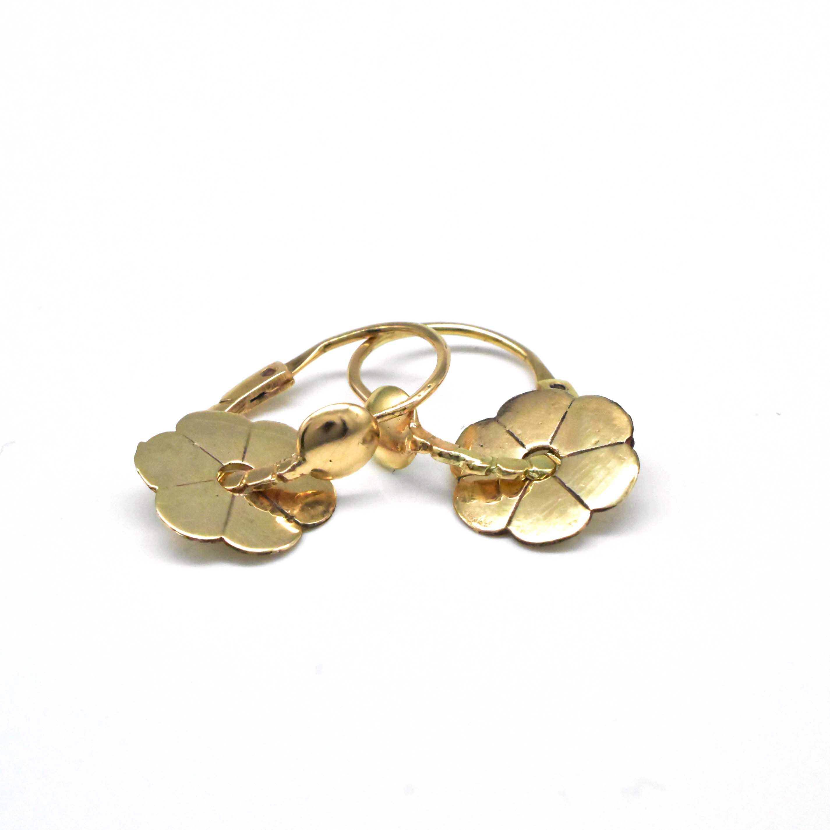 златни детски обеци цвете 14K