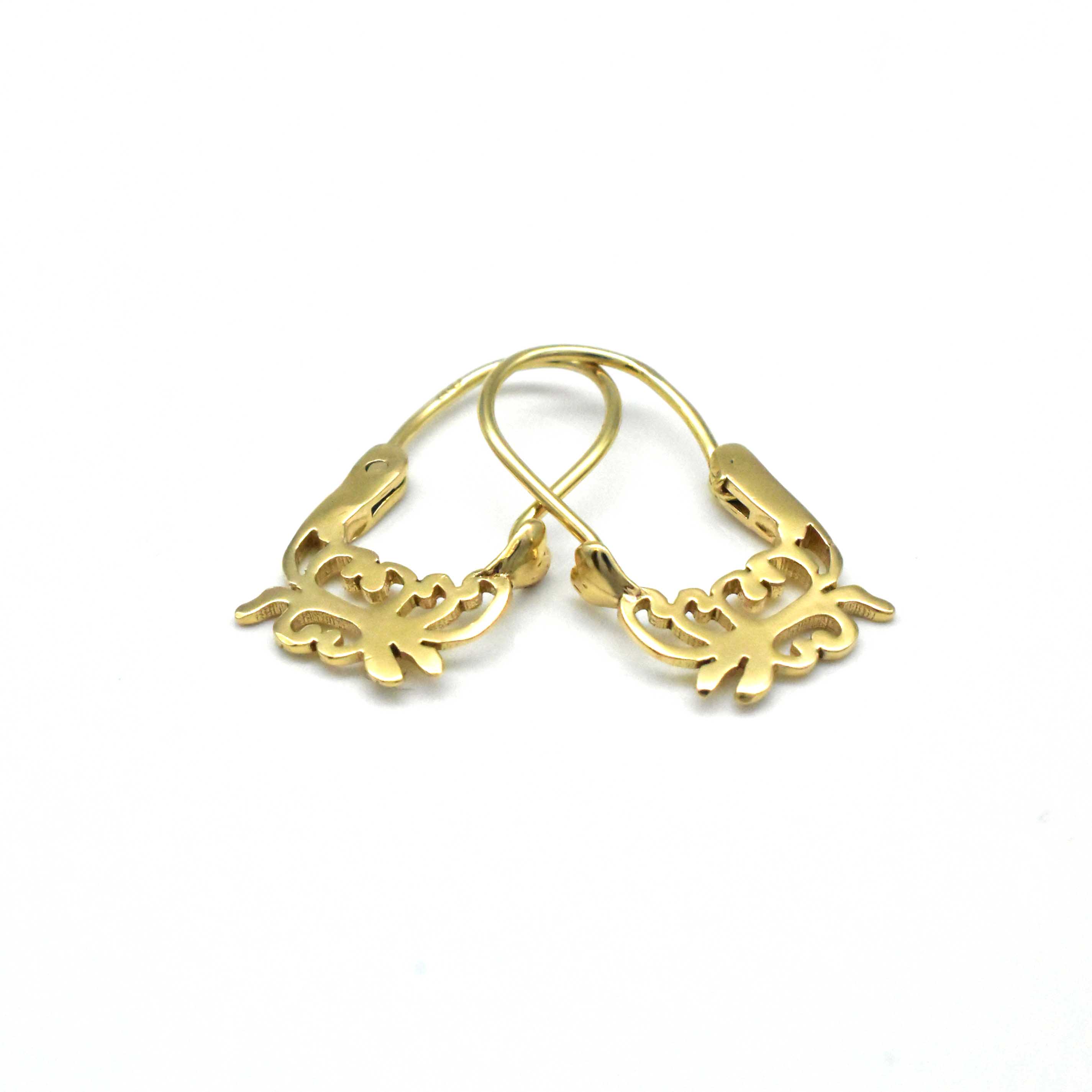 леки златни обеци за деца пеперуди 14k