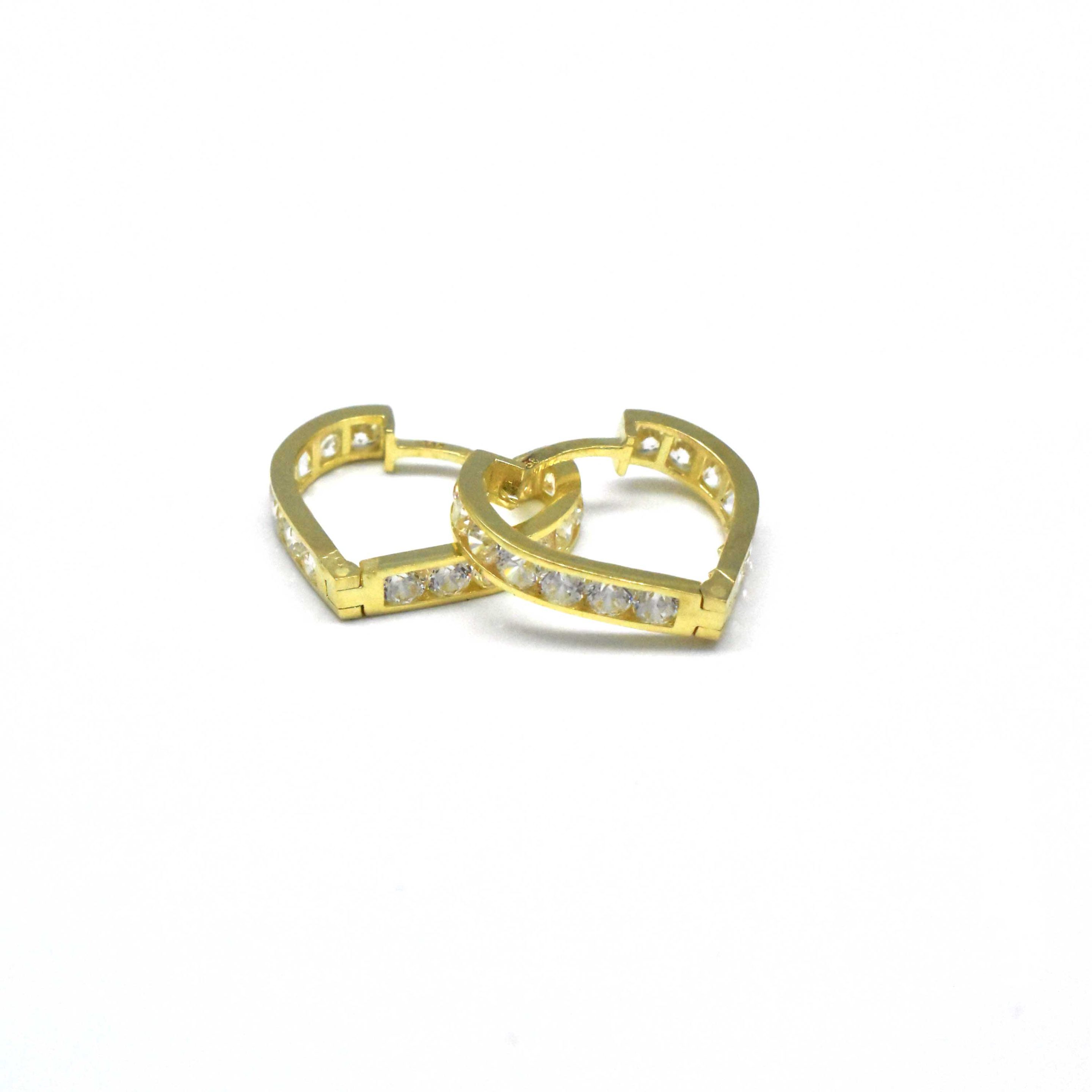 златни дамски обеци сърце с цирконий 14K Avangard Gold