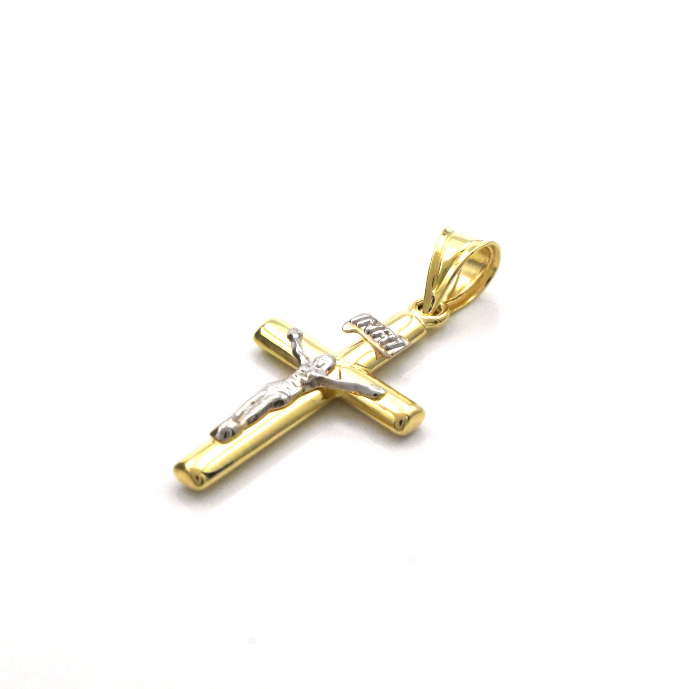 Златна висулка кръст с разпятие 14K