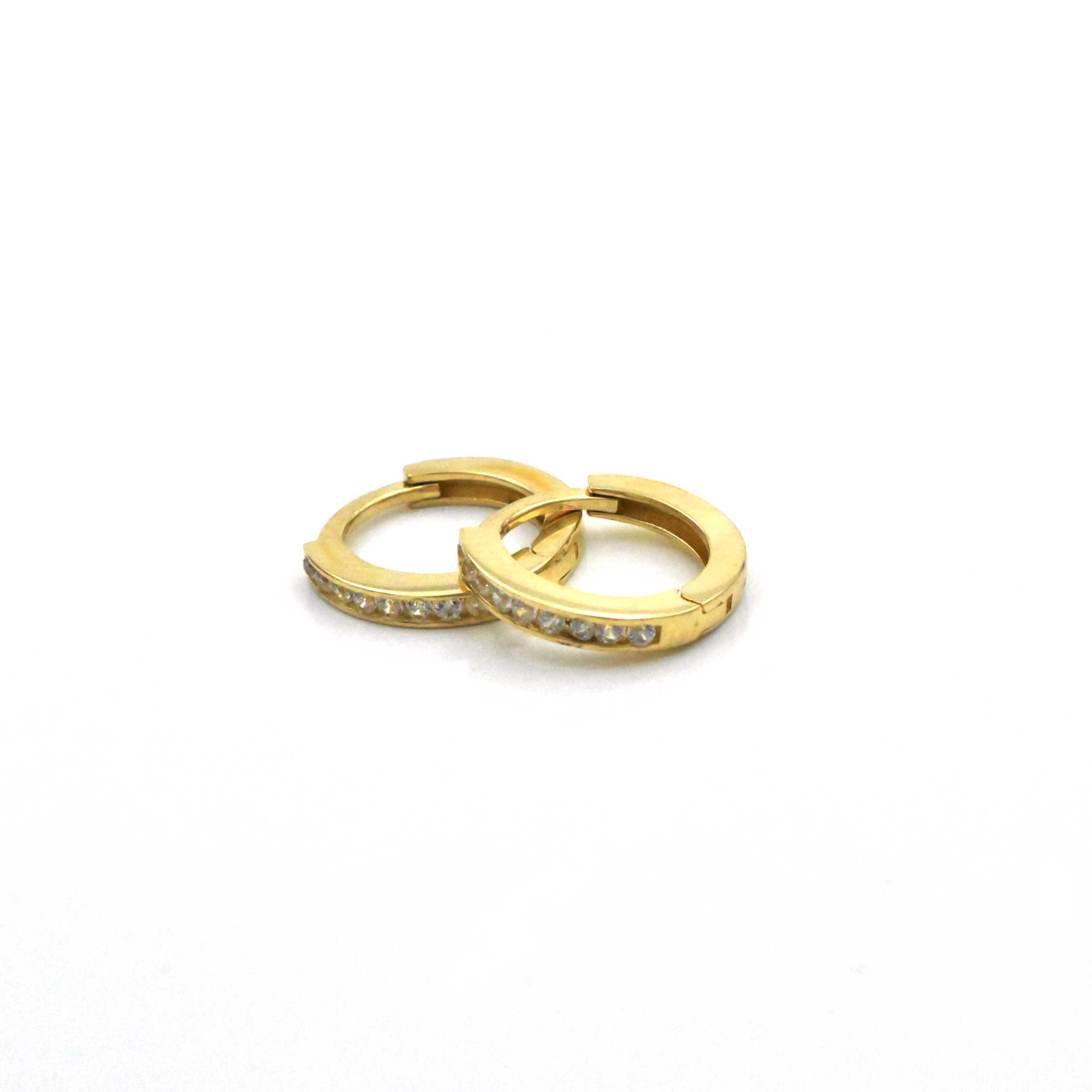 Детски златни обеци халки с цирконий 14K