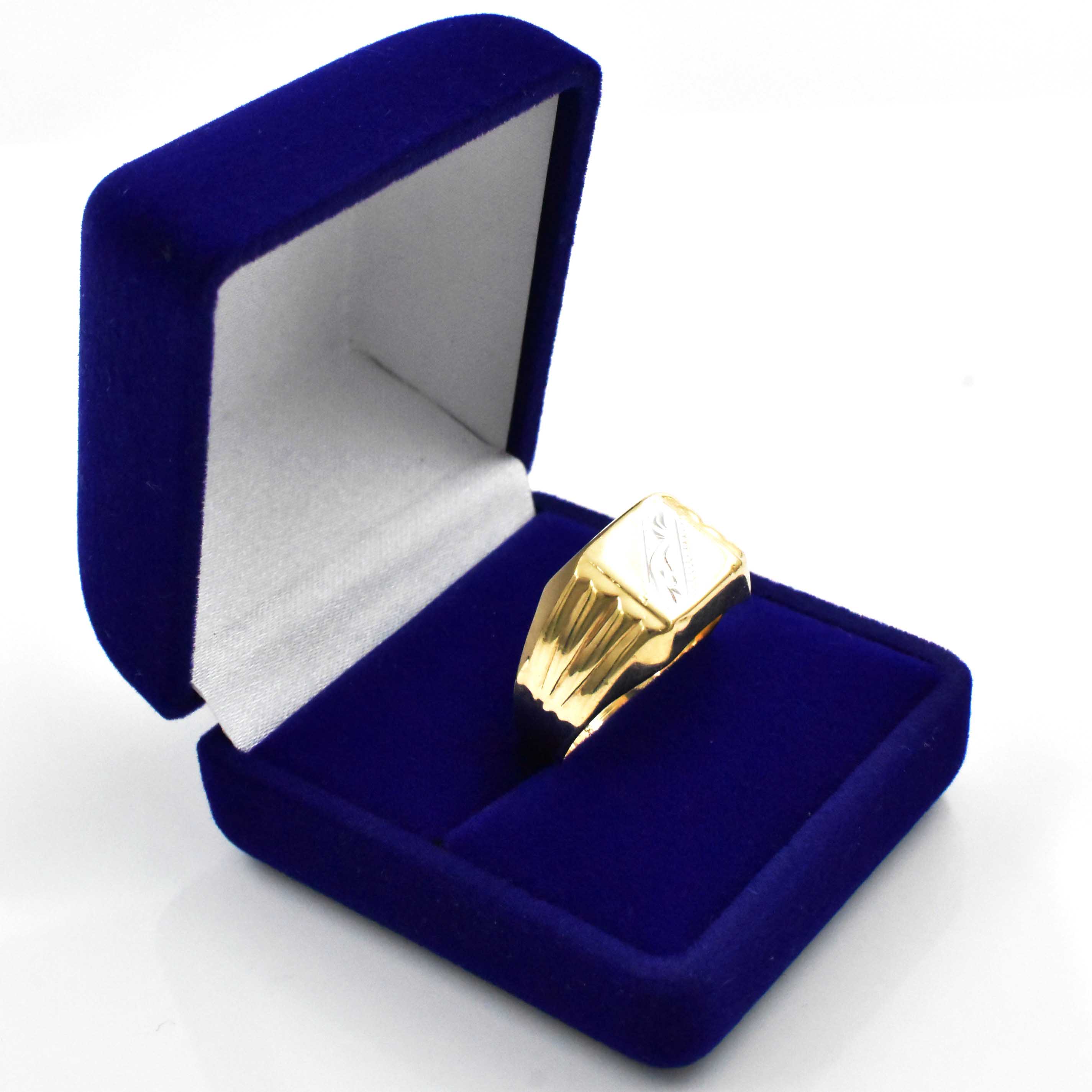 Класически signet мъжки златен пръстен 14K