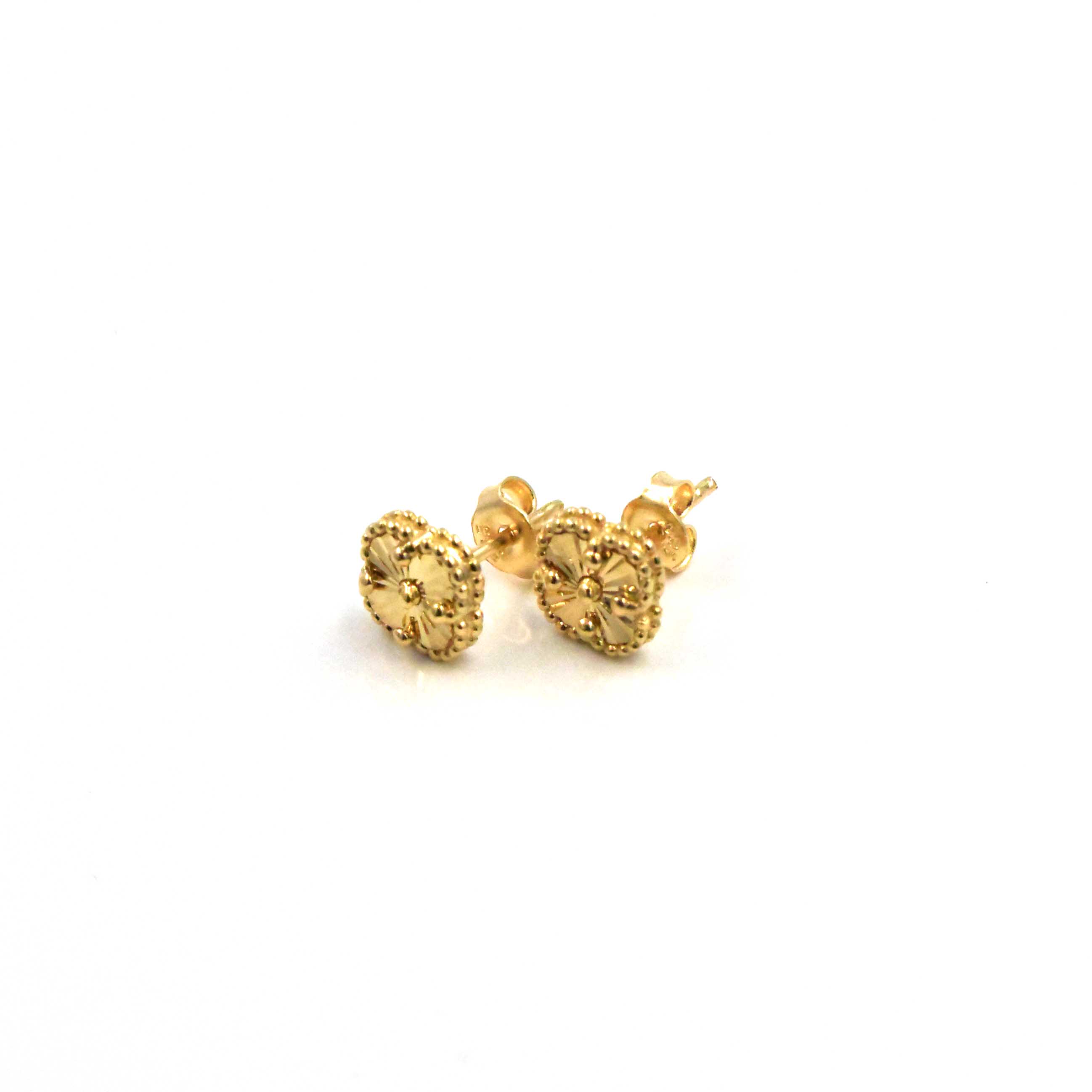 Clover Gold обеци на винт 14К с детелина 7 мм
