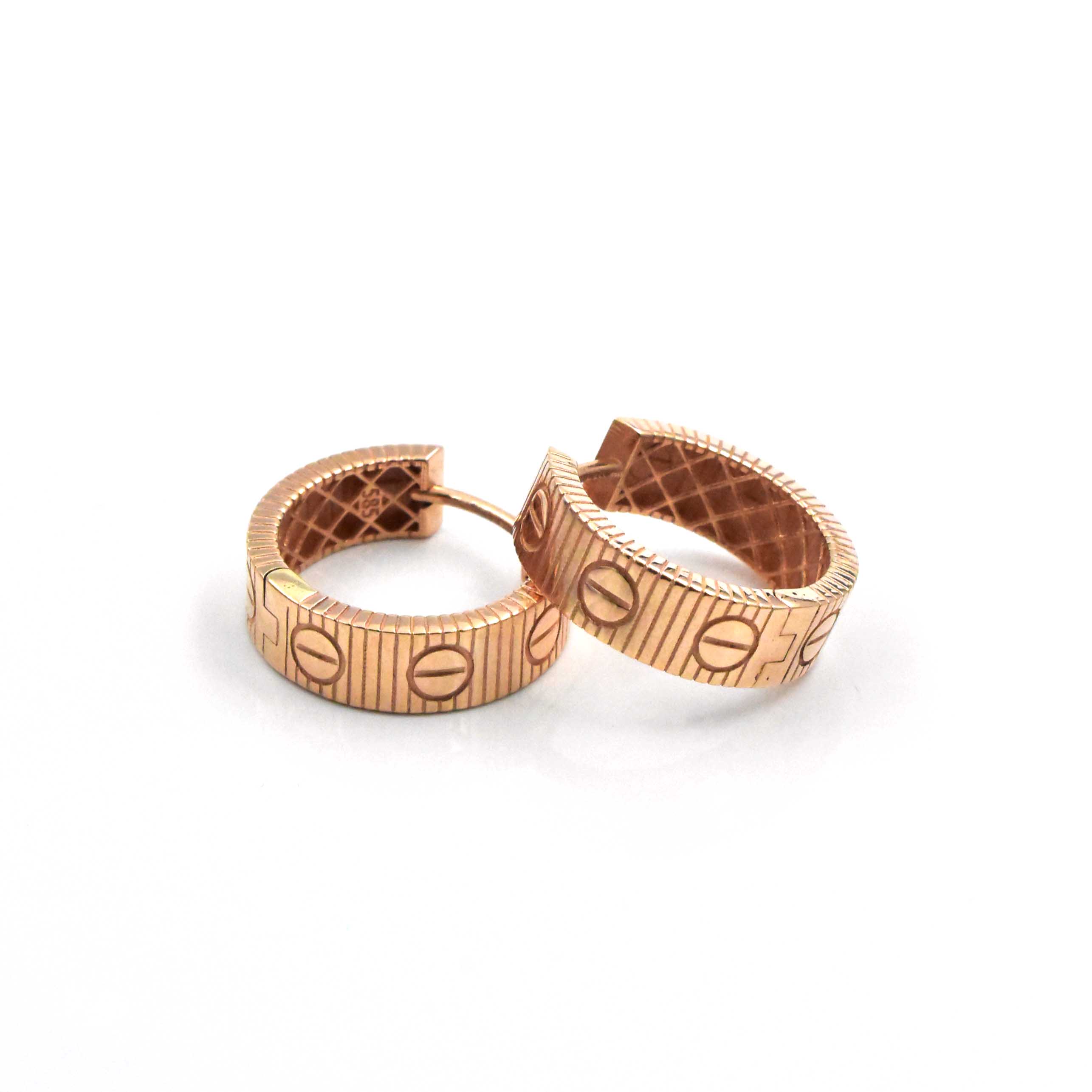 Дамски обеци халки Love Rose Gold 14К от розово злато