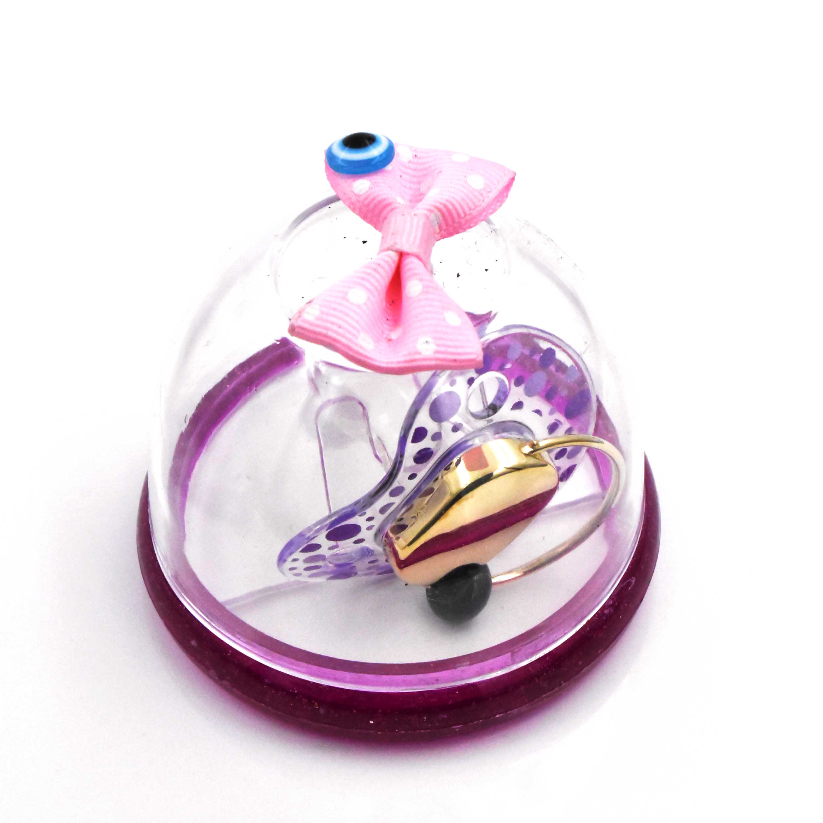 Златен биберон Baby Purple 14К – декоративен сувенир за момиче