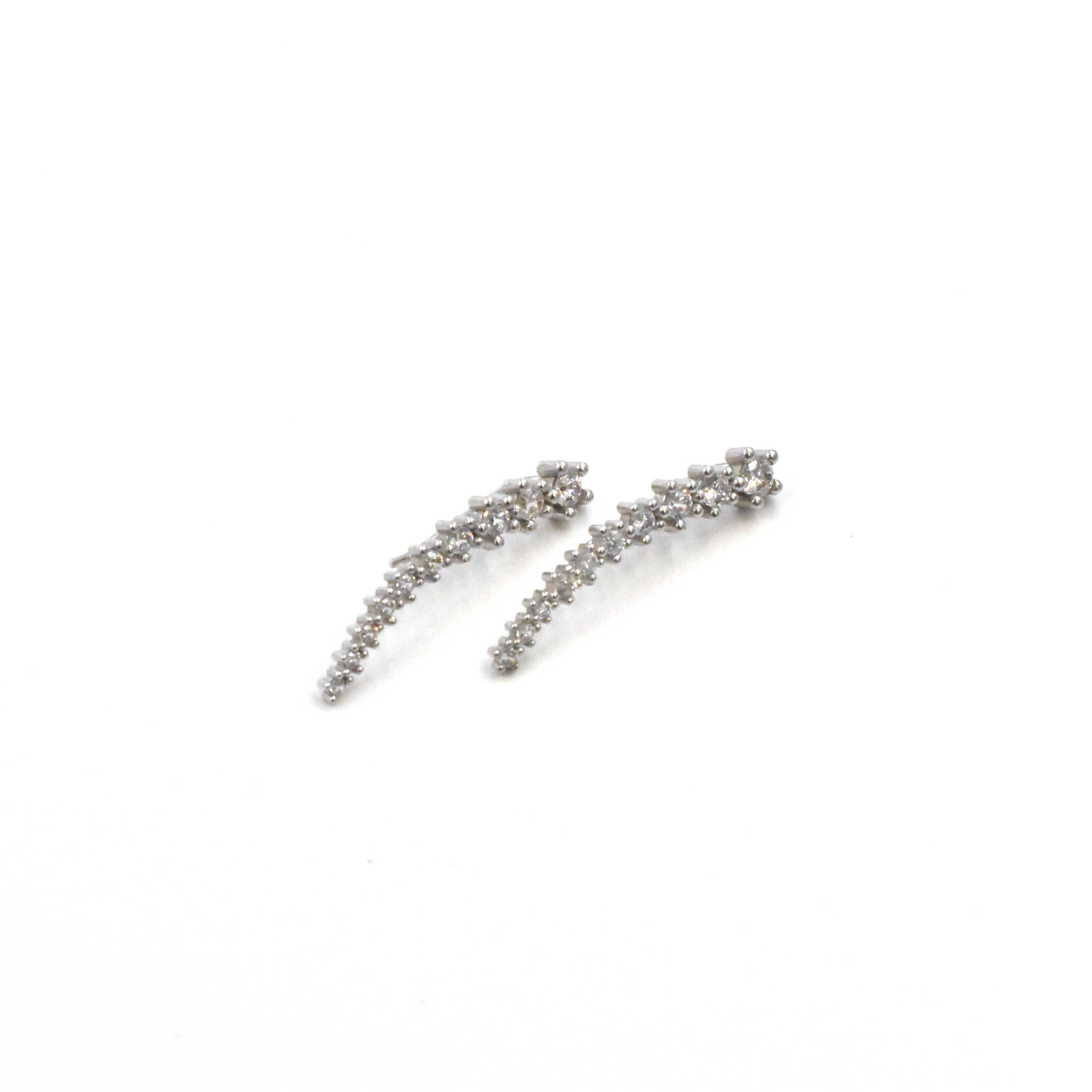 Златни обеци Ear Climber 14К с бели цирконии