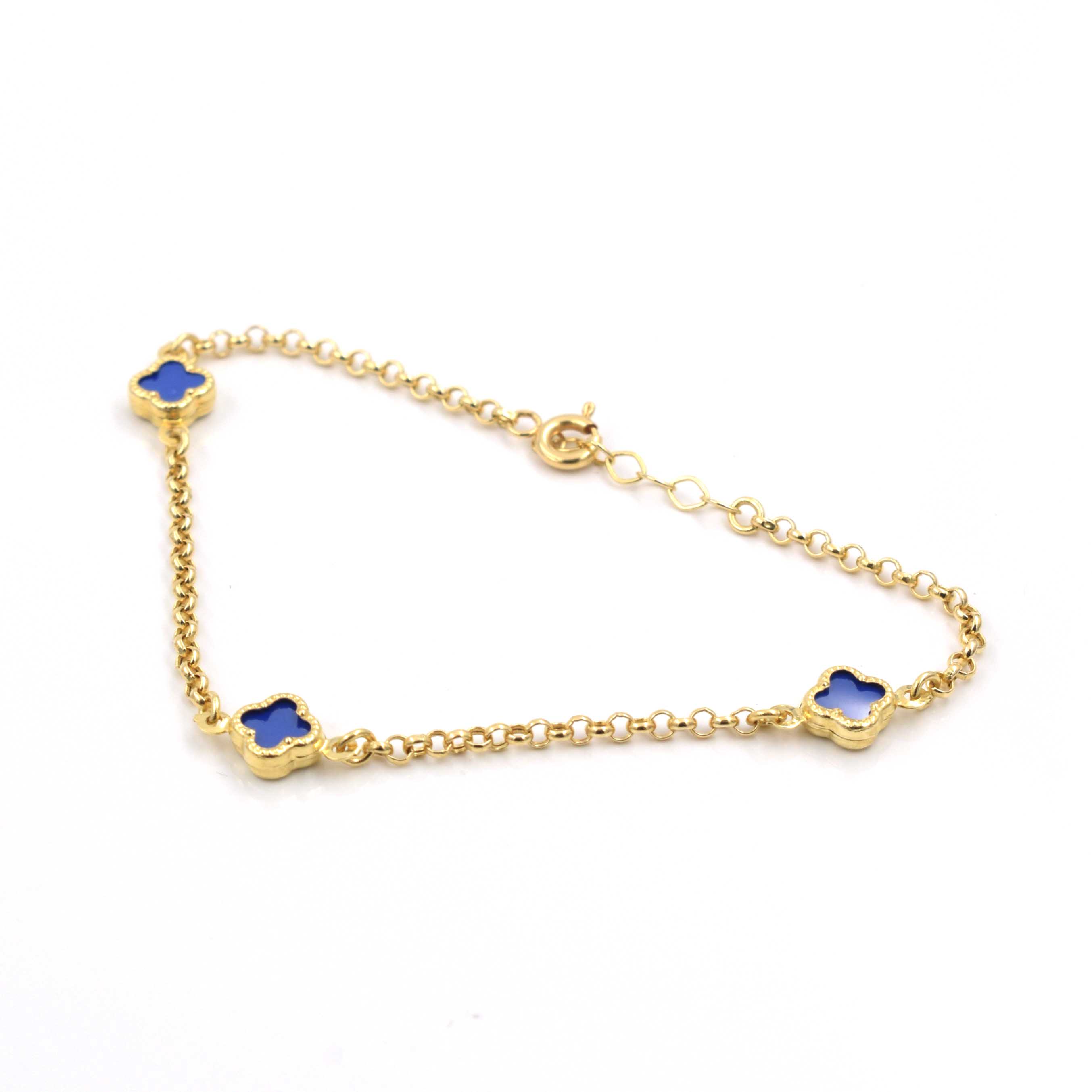 Дамска златна гривна Blue Clover с детелини 5 мм
